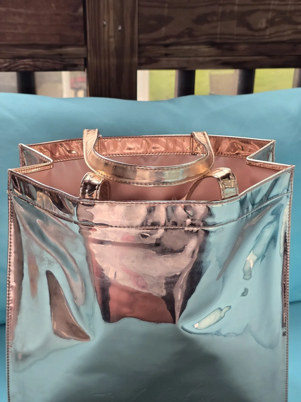 Ted Baker Rose Gold Metallic Tote with Foaming Body Scrubs